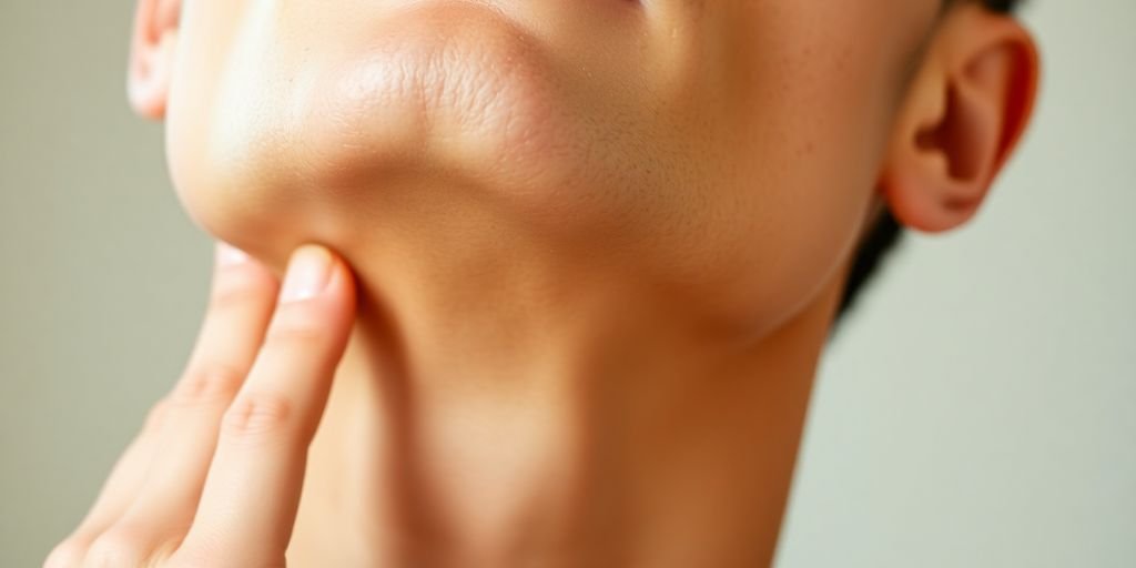 Person doing chin exercises for a toned jawline.